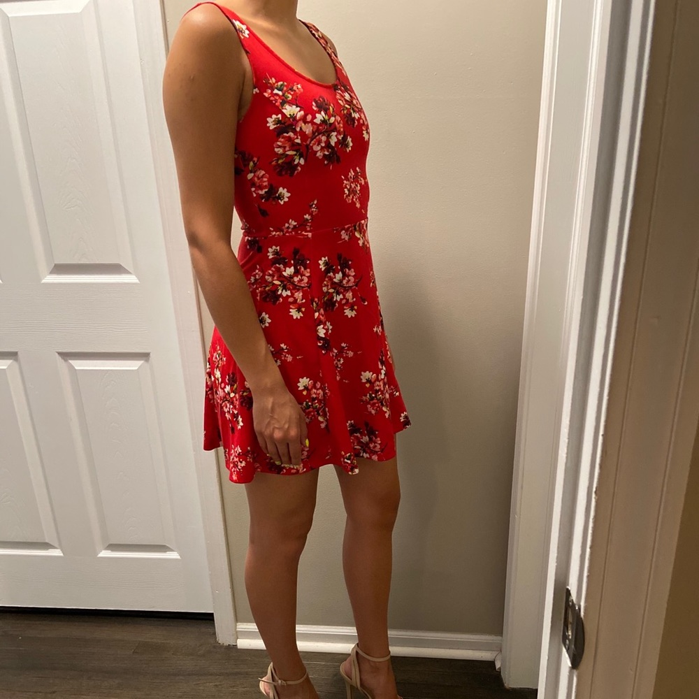 Mini Dress / red / flowers